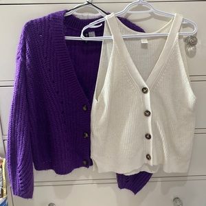 BOGO Cardigan bundle! 90s vibes! One fuzzy sweater, 1 sweater vest. Buttons!
